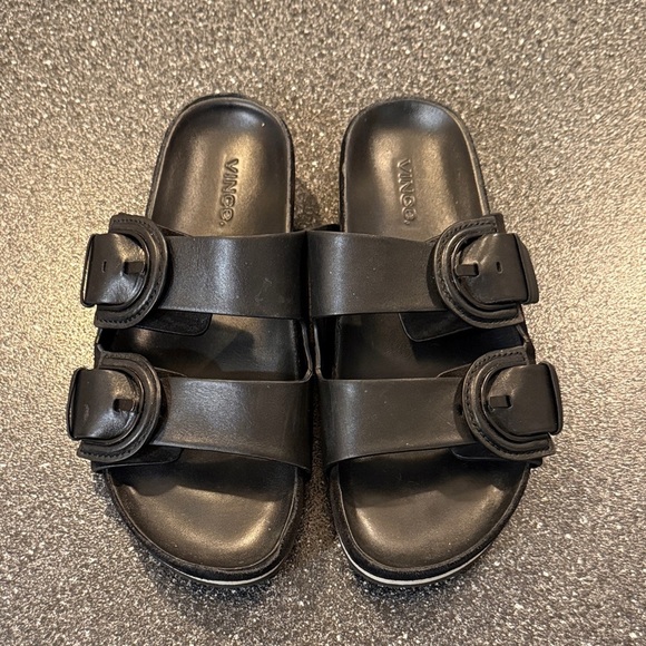 Vince Shoes - Vince Glyn Black Buckle Sandals - leather and suede - size 7